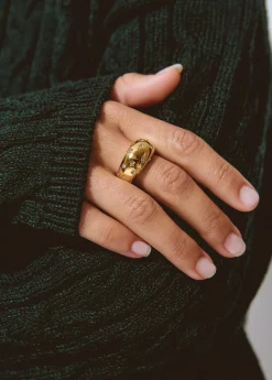 Brownie Bisutería*Anillo grueso incrustaciones Dorado