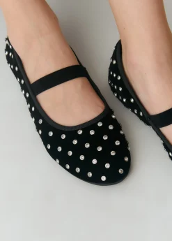 Brownie Zapatos*Bailarina terciopelo cristales Negro
