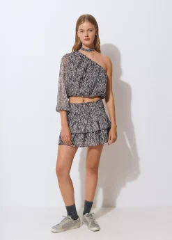 Brownie Camisas Y Blusas|Total Look*Blusa asimétrica brillo estampada Gris