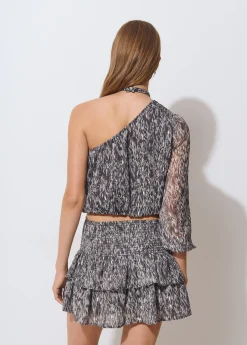Brownie Camisas Y Blusas|Total Look*Blusa asimétrica brillo estampada Gris