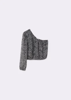 Brownie Camisas Y Blusas|Total Look*Blusa asimétrica brillo estampada Gris