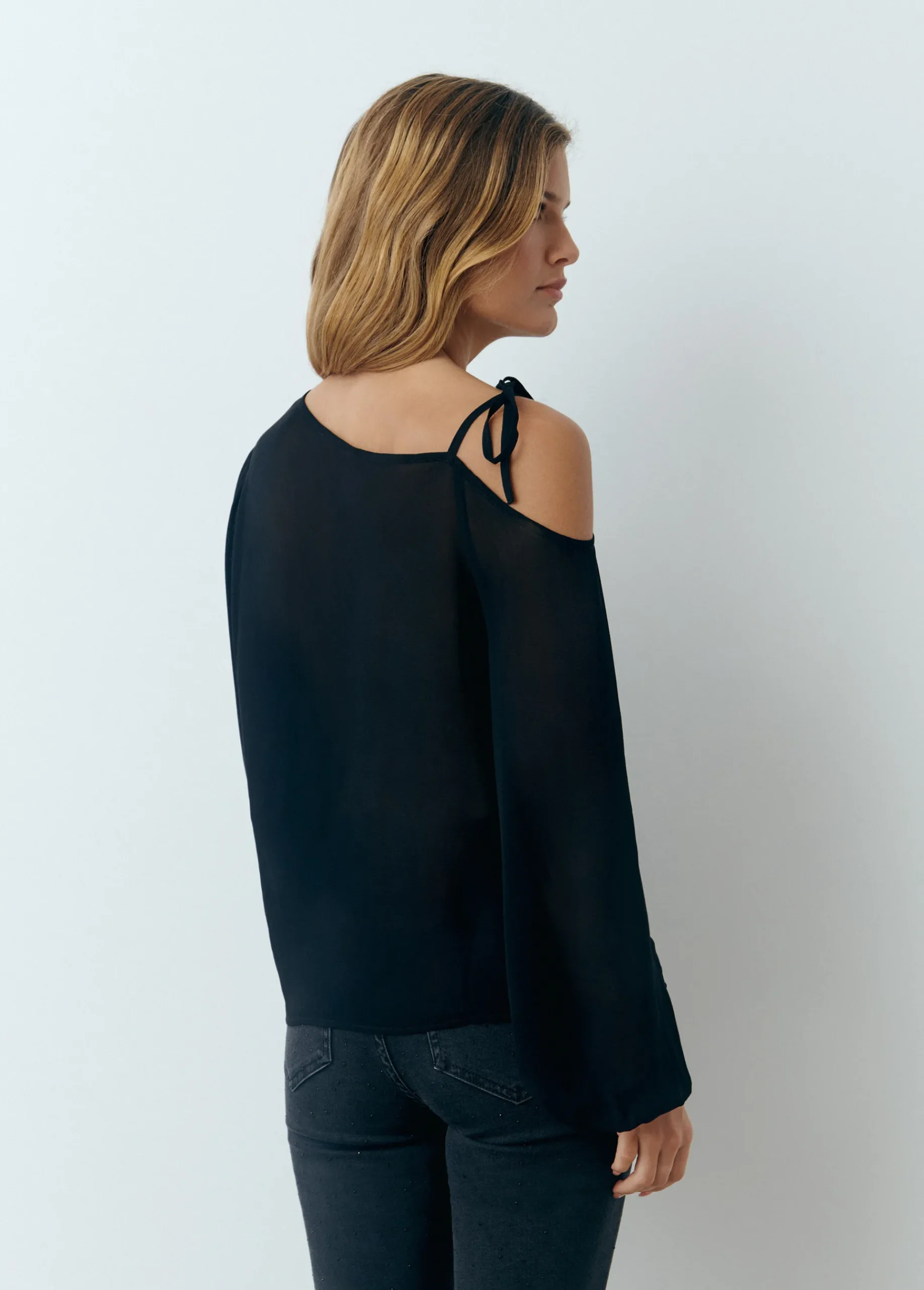 Brownie Camisas Y Blusas*Blusa asimétrica manga larga Negro