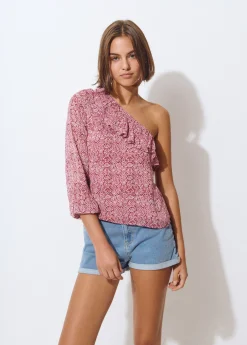 Brownie Camisas Y Blusas*Blusa asimétrica volante estampada Teja
