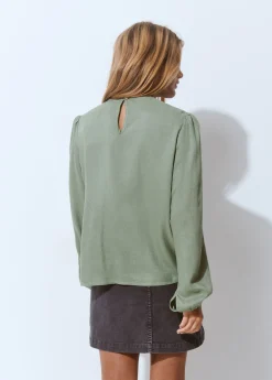 Brownie Camisas Y Blusas*Blusa cuello redondo smock en pico Oliva