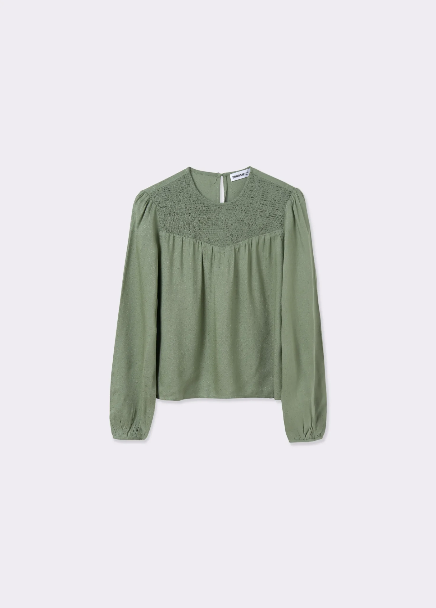 Brownie Camisas Y Blusas*Blusa cuello redondo smock en pico Oliva