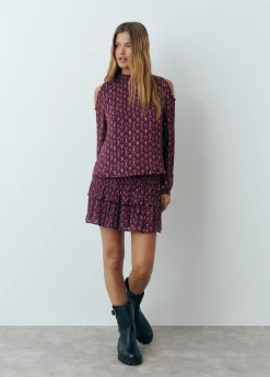 Brownie Camisas Y Blusas|Total Look*Blusa cut out estampado sello indio Berenjena