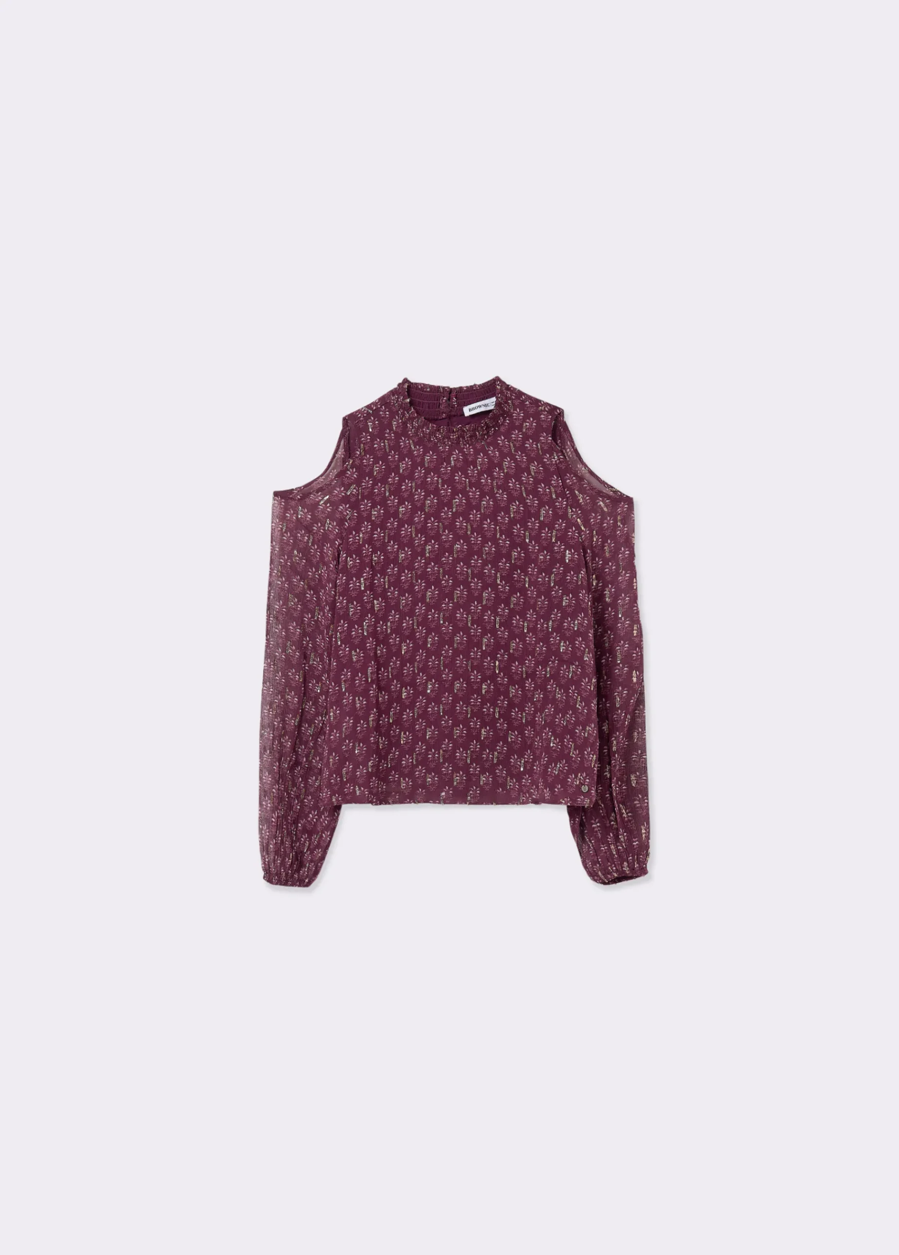 Brownie Camisas Y Blusas|Total Look*Blusa cut out estampado sello indio Berenjena