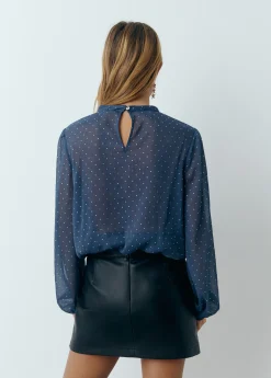 Brownie Camisas Y Blusas*Blusa detalle chocker brillos Azul