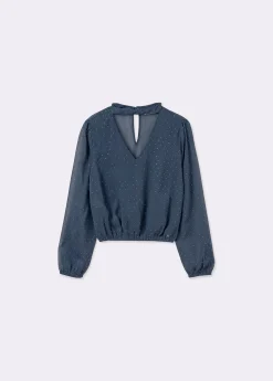Brownie Camisas Y Blusas*Blusa detalle chocker brillos Azul