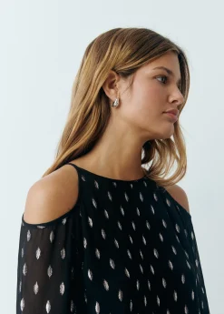Brownie Camisas Y Blusas|Total Look*Blusa offshoulder brillo Negro