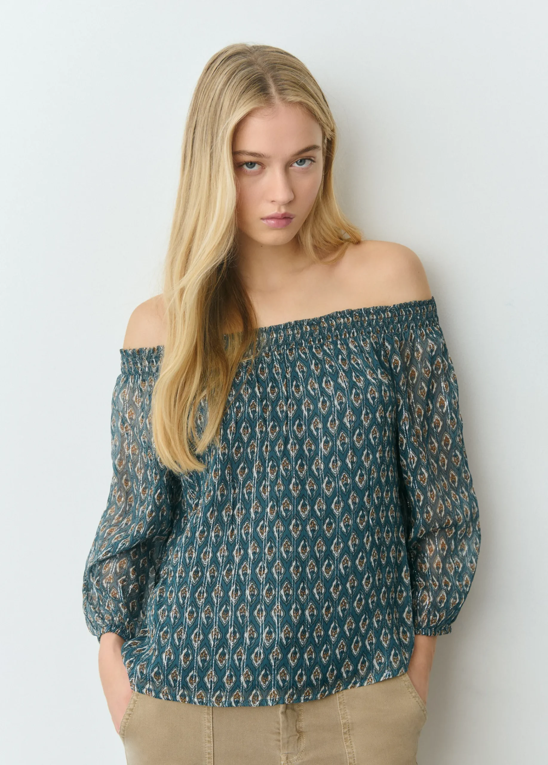Brownie Camisas Y Blusas*Blusa offshoulder sello indio brillo