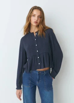 Brownie Camisas Y Blusas*Blusa smock con botones plumeti Azul