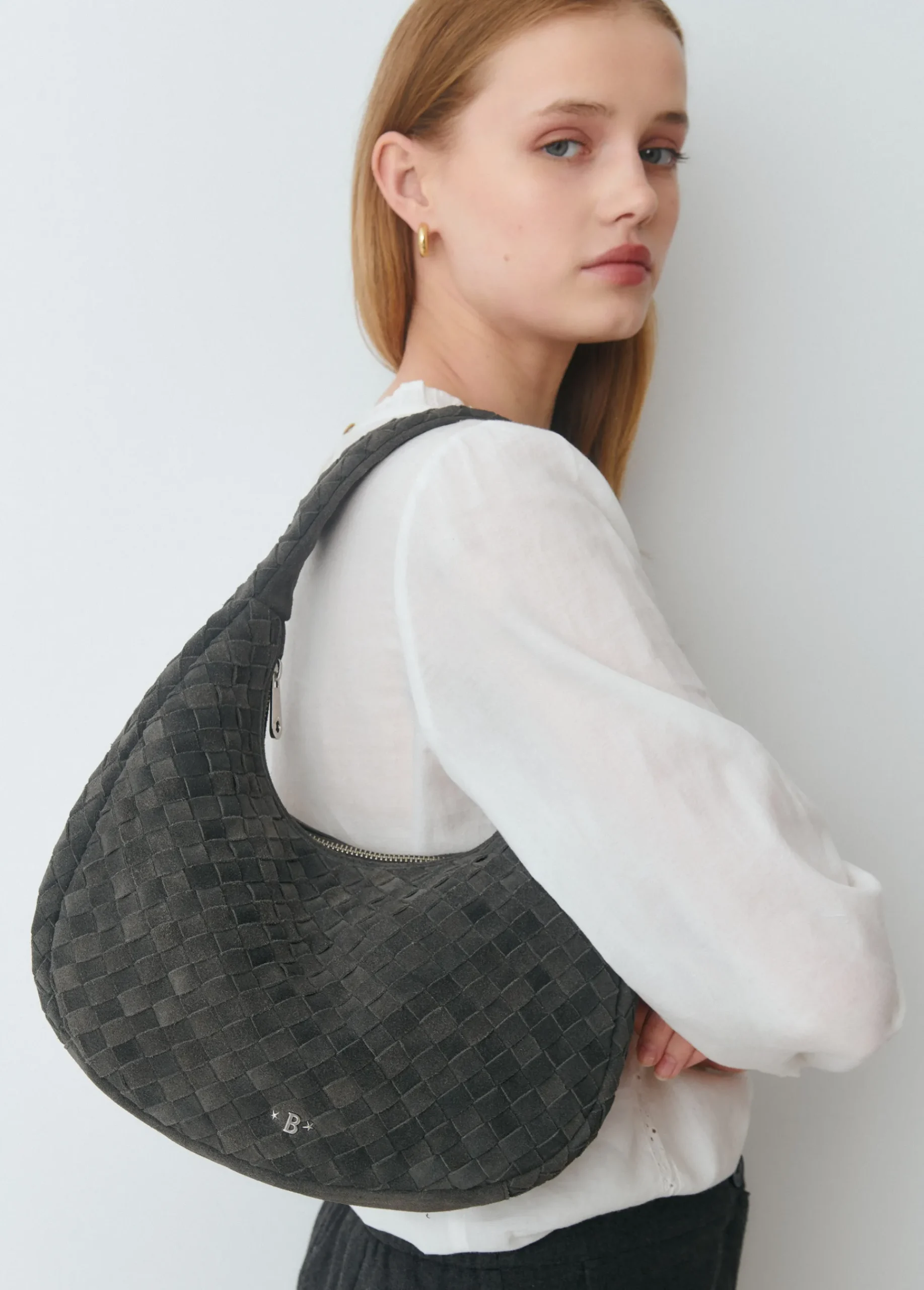 Brownie Bolsos*Bolso hombro piel trenzado Gris