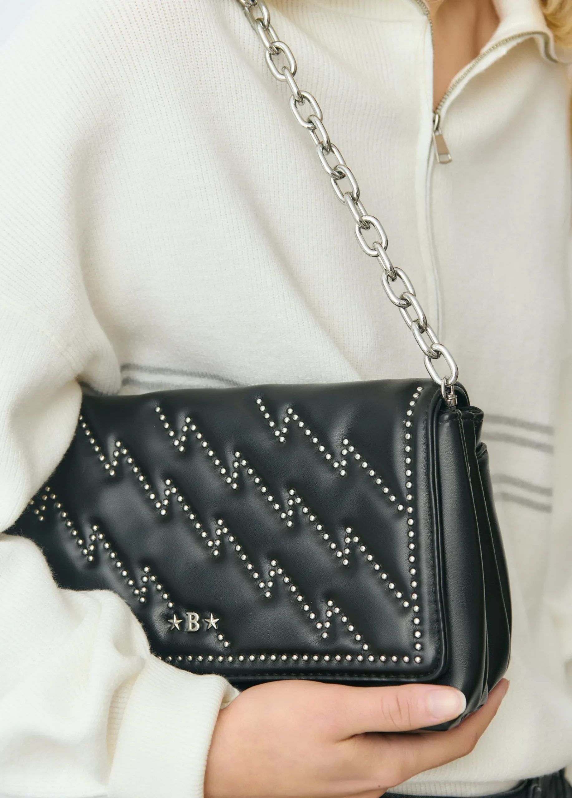 Brownie Bolsos*Bolso mediano solapa rayos Negro