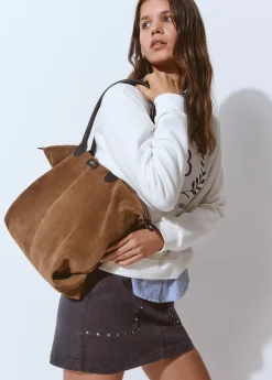 Brownie Bolsos*Bolso piel shopper cremallera Taupeoscuro