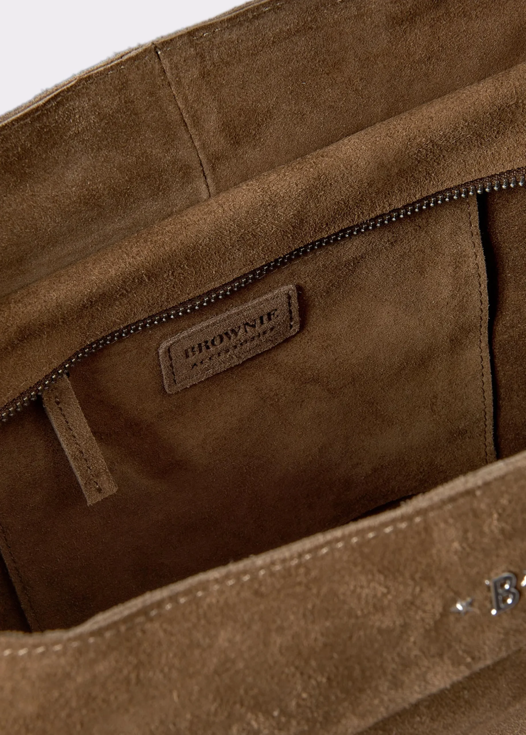Brownie Bolsos*Bolso piel shopper flecos Taupeoscuro