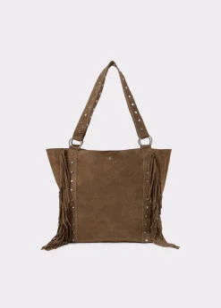 Brownie Bolsos*Bolso piel shopper flecos Taupeoscuro