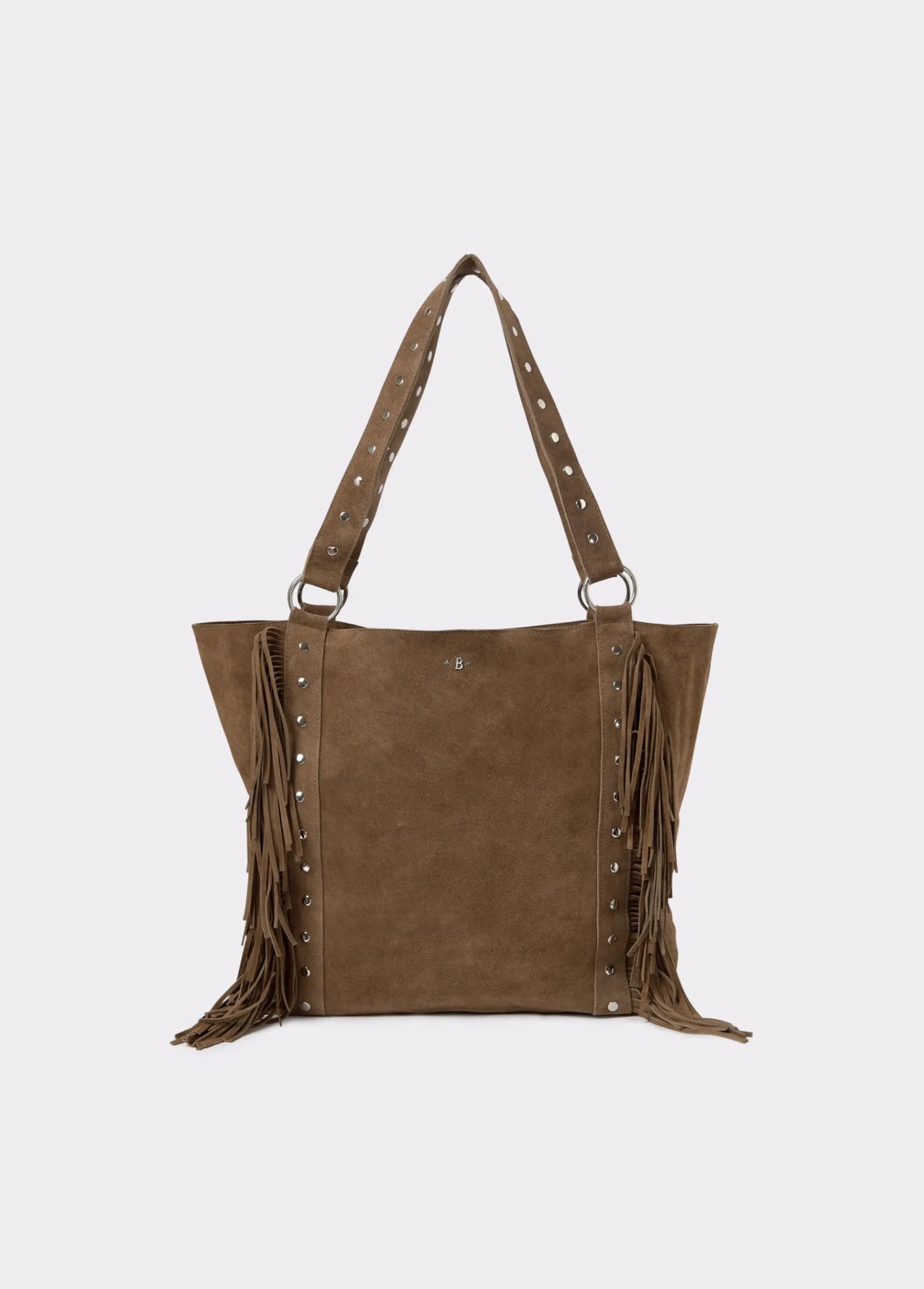 Brownie Bolsos*Bolso piel shopper flecos Taupeoscuro