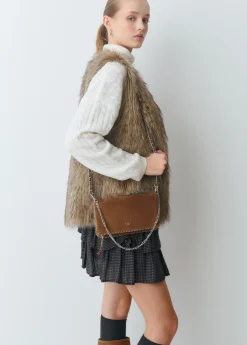 Brownie Bolsos*Bolso piel solapa bolitas Taupeoscuro