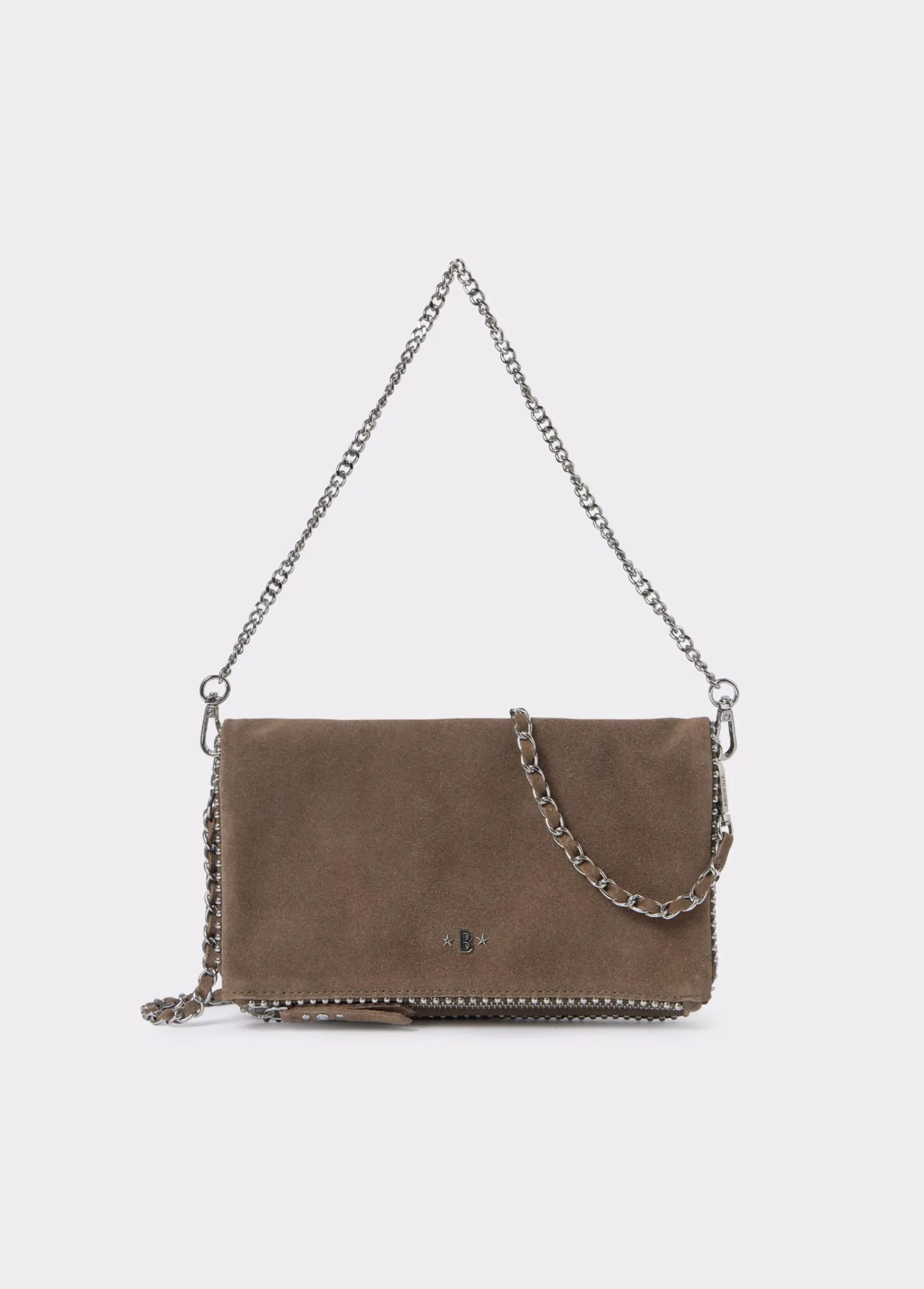 Brownie Bolsos*Bolso piel solapa bolitas Taupeoscuro