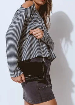 Brownie Bolsos*Bolso piel solapa cadena Negro
