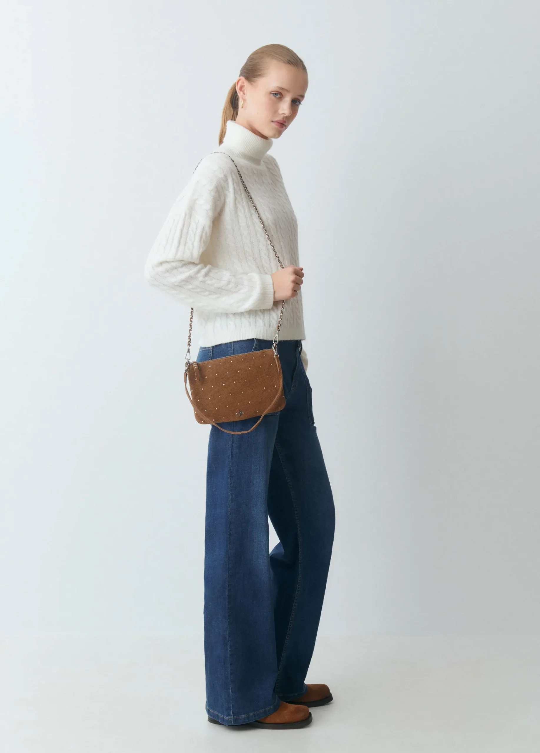 Brownie Bolsos*Bolso piel tachitas Taupeoscuro