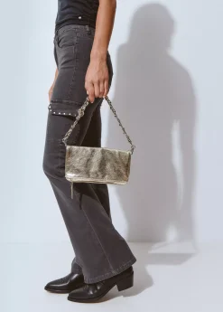 Brownie Bolsos*Bolso solapa laminado cadena gruesa Dorado