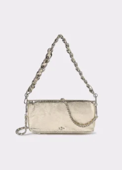 Brownie Bolsos*Bolso solapa laminado cadena gruesa Dorado