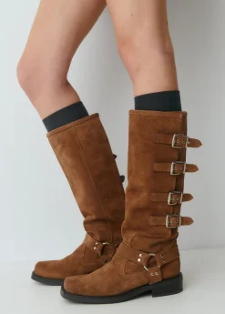 Brownie Zapatos*Bota alta piel hebillas Cuero