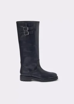 Brownie Zapatos*Bota alta piel hebillas Negro