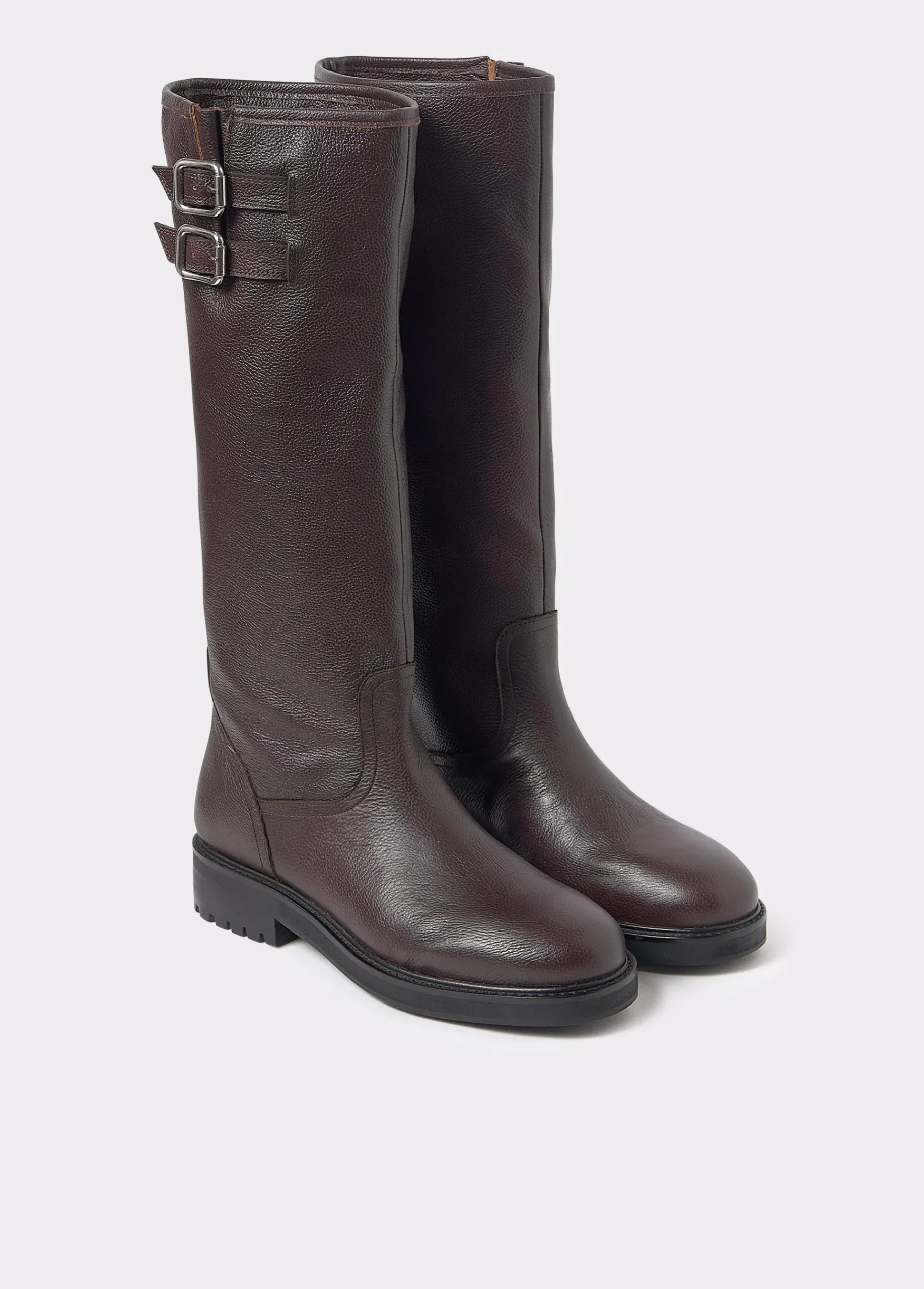 Brownie Zapatos*Bota alta piel hebillas Marron