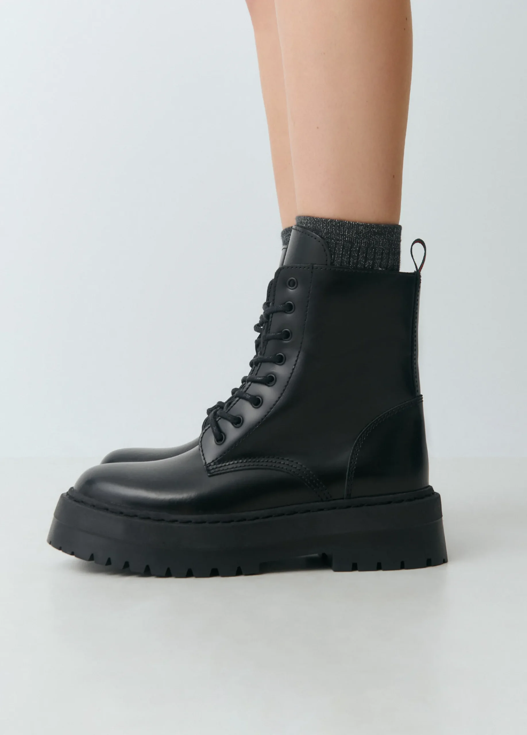 Brownie Zapatos*Bota piel acordonada Negro