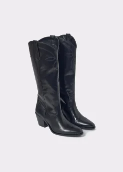 Brownie Zapatos*Bota piel campera tacón Negro
