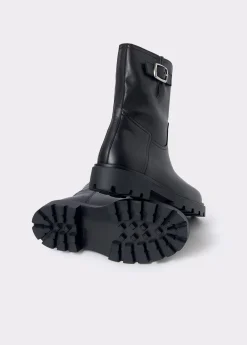Brownie Zapatos*Botín piel motero hebilla Negro