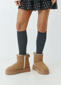 Brownie Zapatos*Botín plataforma piel pelo Avellana
