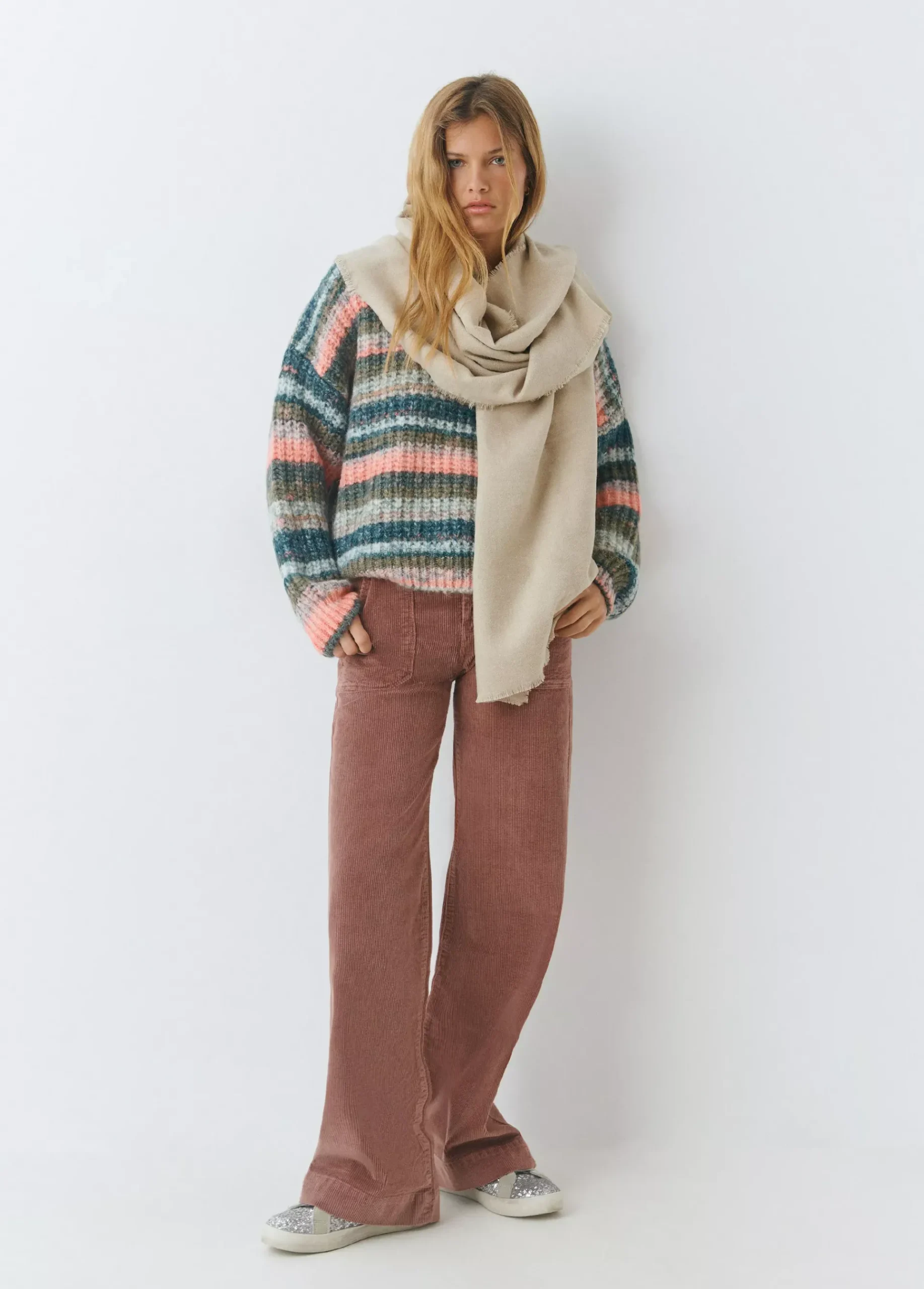 Brownie Bufandas*Bufanda lisa melange fina Beige