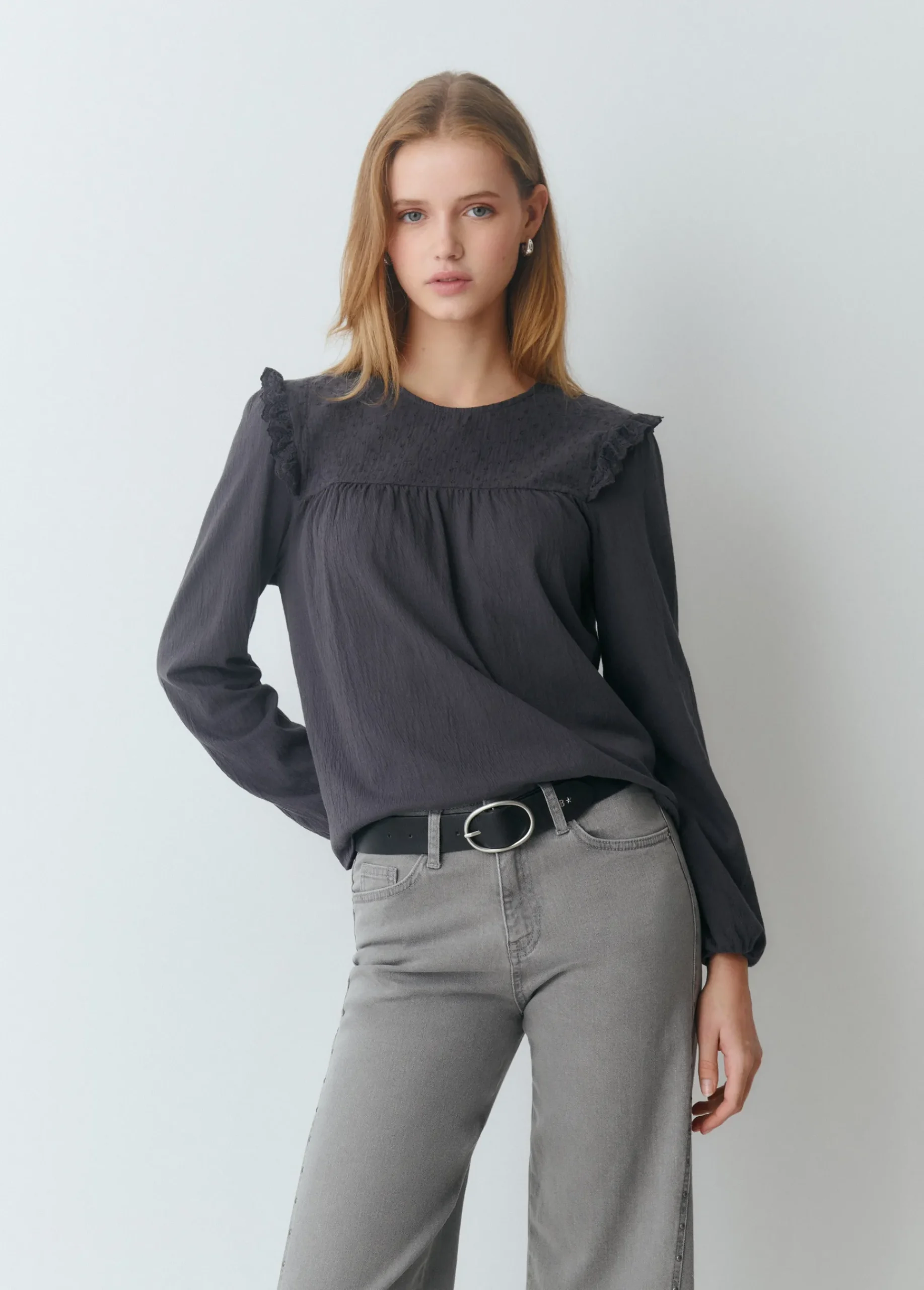 Brownie Camisetas Y Tops*Camiseta combinada plana Gris