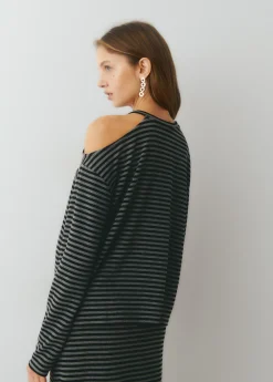 Brownie Camisetas Y Tops|Total Look*Camiseta cut-out hombro raya tejida Negro