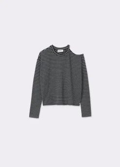 Brownie Camisetas Y Tops|Total Look*Camiseta cut-out hombro raya tejida Negro