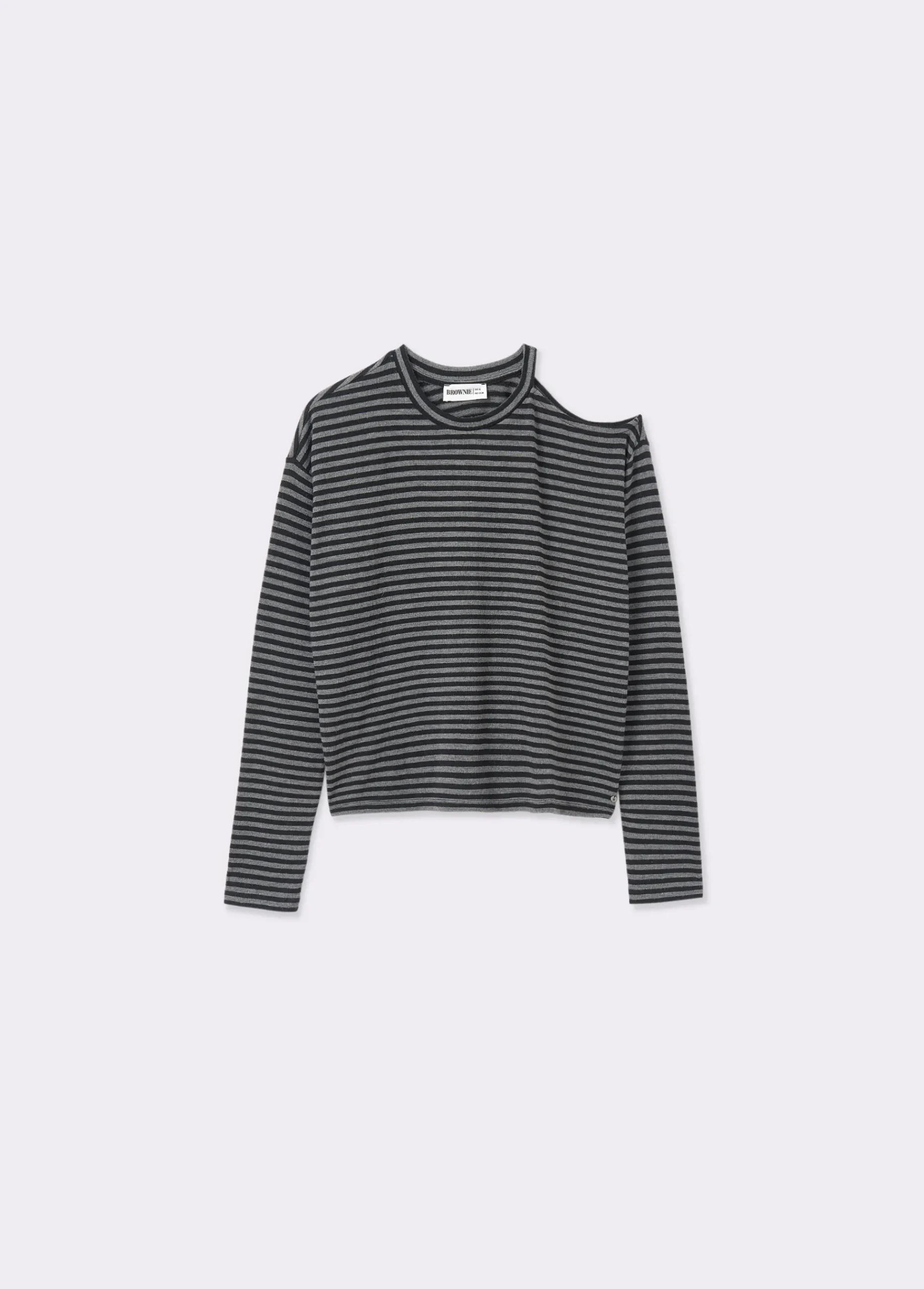 Brownie Camisetas Y Tops|Total Look*Camiseta cut-out hombro raya tejida Negro