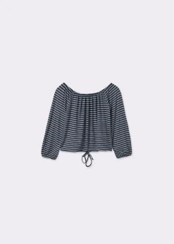 Brownie Camisetas Y Tops*Camiseta escote bardot raya tejida Negro
