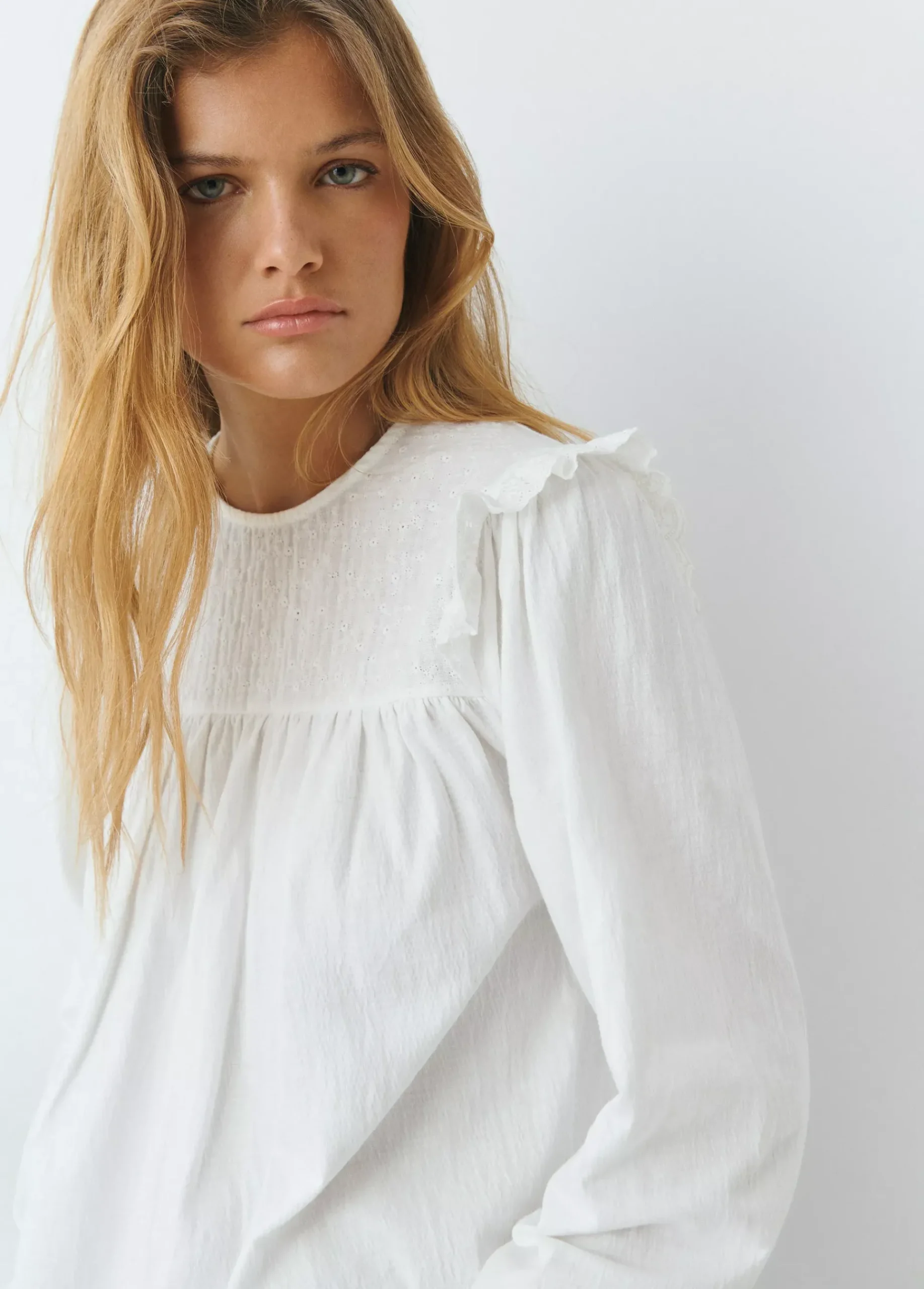 Brownie Camisas Y Blusas|Camisetas Y Tops*Camiseta estilo blusa con volante
