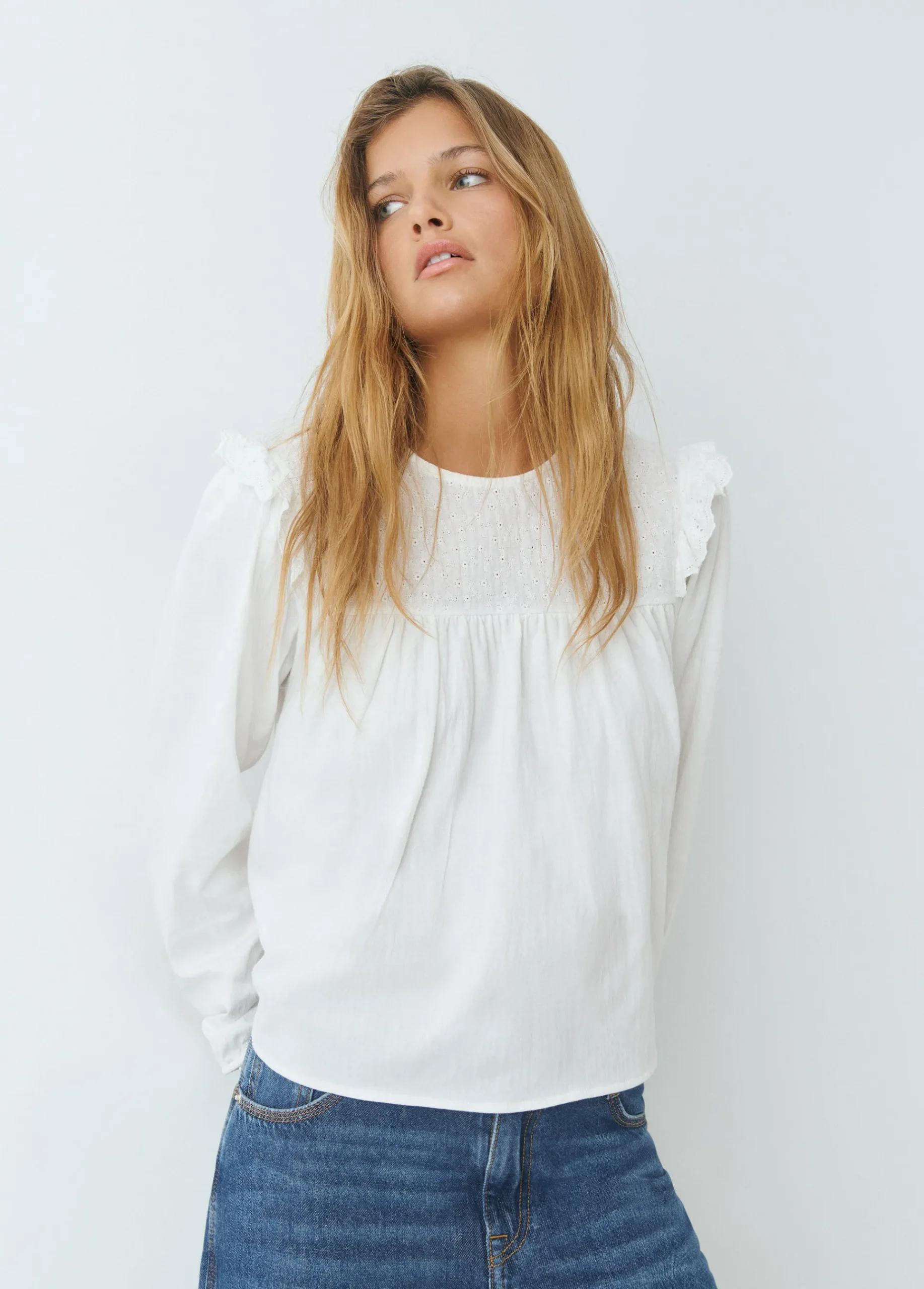 Brownie Camisas Y Blusas|Camisetas Y Tops*Camiseta estilo blusa con volante
