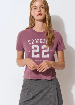 Brownie Camisetas Y Tops*Camiseta lavada print posicional Berenjena