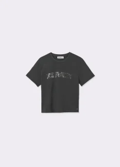 Brownie Camisetas Y Tops*Camiseta manga corta texto bordado lentejuelas Grisoscuro