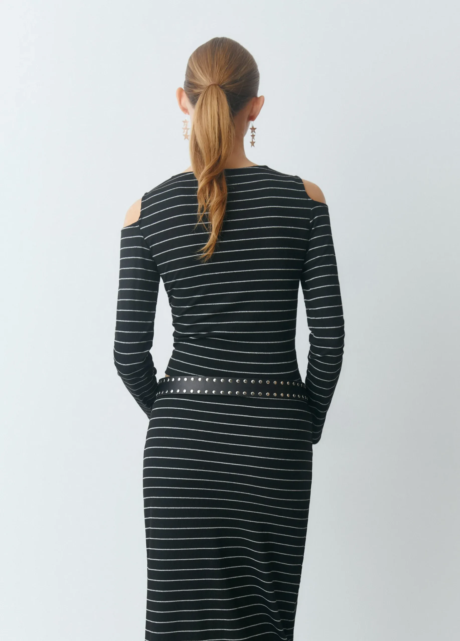 Brownie Camisetas Y Tops|Total Look*Camiseta raya lurex cut-out hombro Negro
