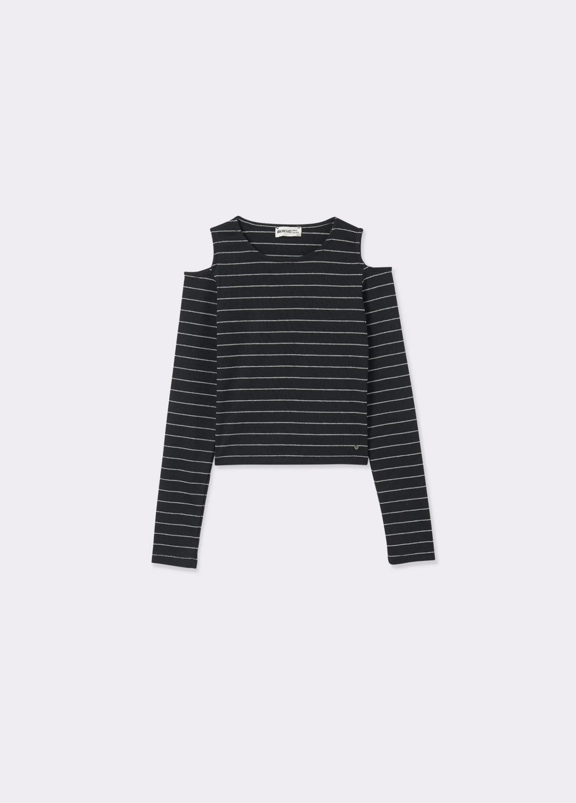 Brownie Camisetas Y Tops|Total Look*Camiseta raya lurex cut-out hombro Negro
