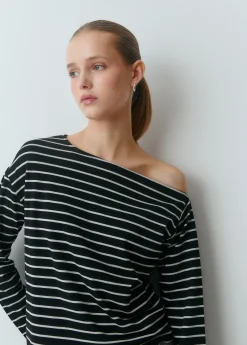 Brownie Camisetas Y Tops*Camiseta raya lurex escote barco Negro