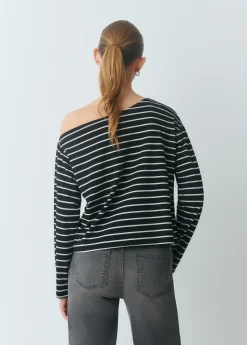 Brownie Camisetas Y Tops*Camiseta raya lurex escote barco Negro