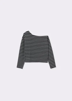 Brownie Camisetas Y Tops*Camiseta raya lurex escote barco Negro